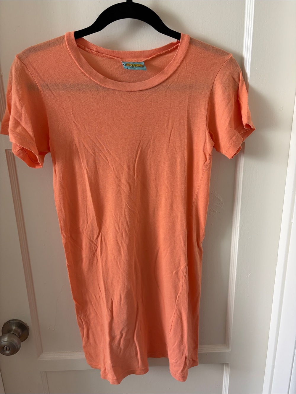 Simple Crewneck T-Shirt Dress in Coral